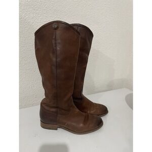 FRYE Melissa Button 2 Tall Equestrian Riding Cognac Leather Boots Womens Sz 7 B